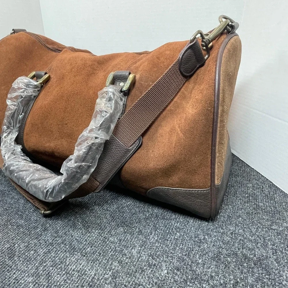 Marlboro Leather Duffel Bag Large Brown Suede Vtg Western Travel Bag 2003 RARE